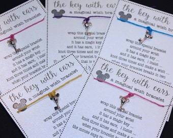 12 Mouse with Ears Key (Minnie) Mouse Inspired Key Wish Bracelets ... Great for Birthdays ... Party Favors and More!