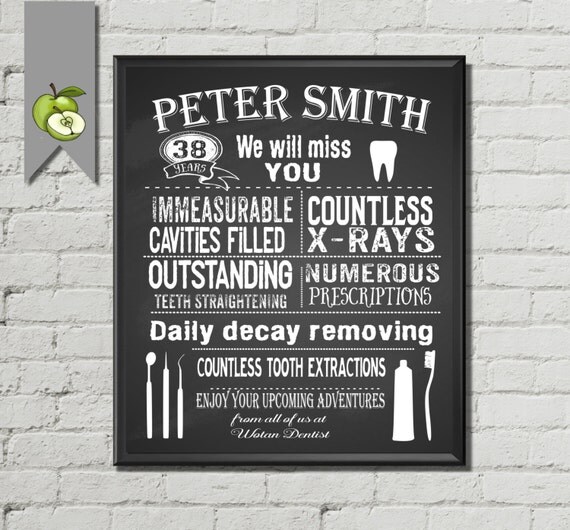 Dentist gift Leaving gift Retirement Gift for a by TheArtyApples