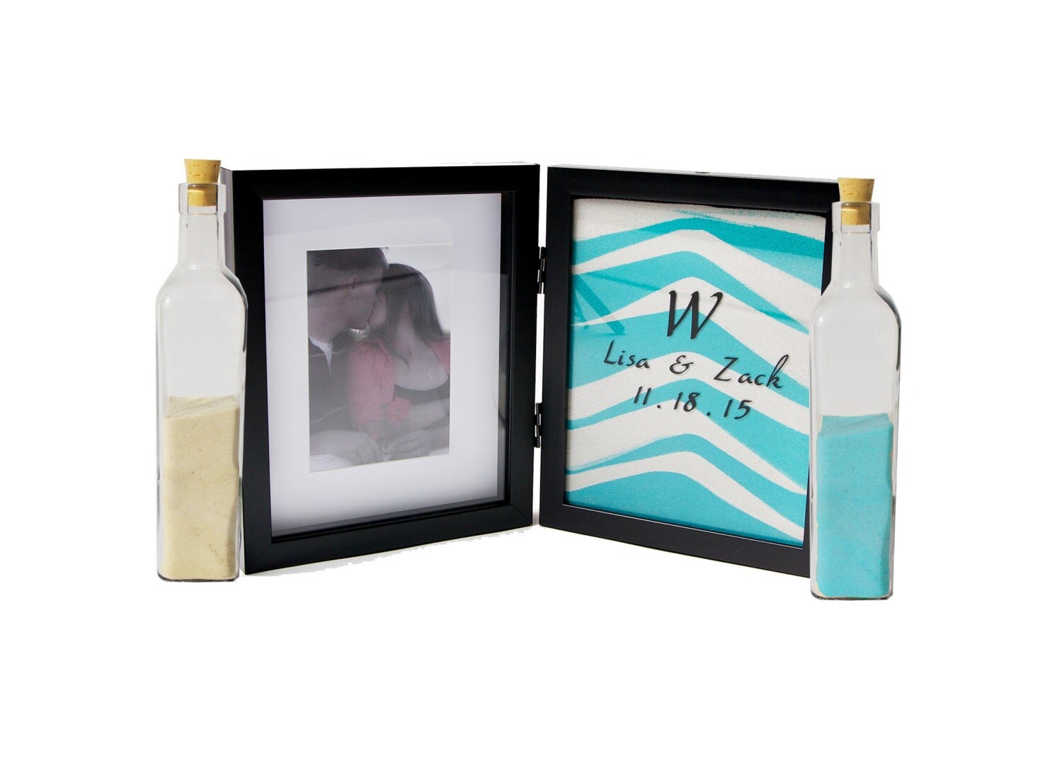 White Frame A Unity Sand And Shadow Box Perfect For Traveling Double Hinged Sand Ceremony Frame With Free Personalization Unity Custom Wedding Decor Set