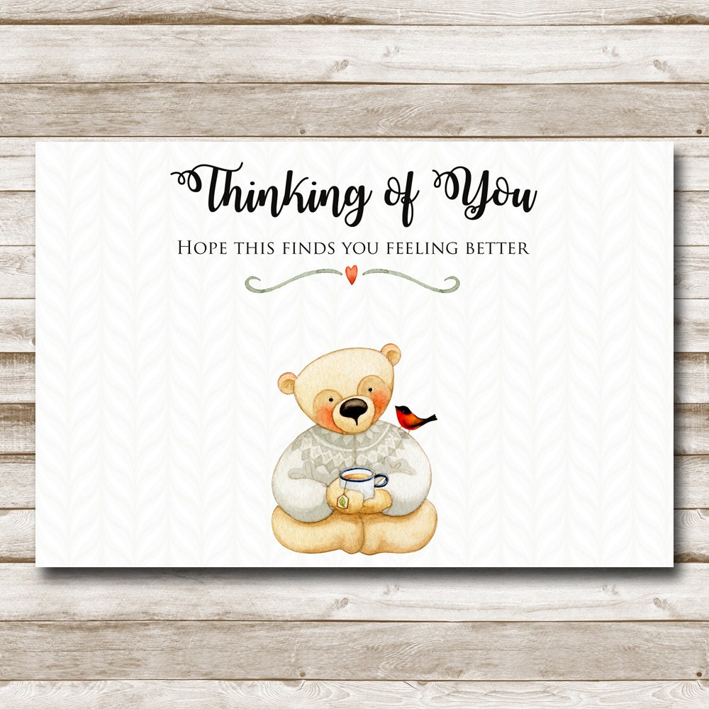 Sale Thinking of You Note Printable 4x6 Flat Card Printable