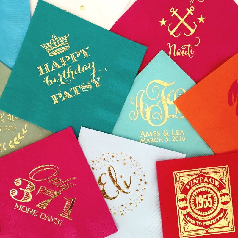 Personalized Printed Party Napkins Custom Napkins Cocktail