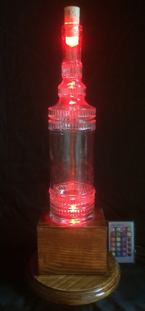 Glass Vintage Bottle Lamp Color changing LED upcycled