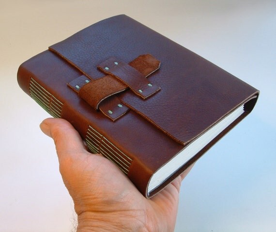 Leather blank book hand-made hand-sewn with by JonathanDayBookArt