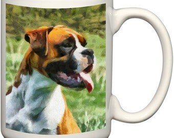 Boxer 'Cooper' 15 Ounce Ceramic Latte Mug By Doggylips