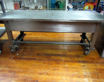 Industrial rolling cart mid century modern steel