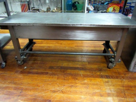 Industrial rolling cart mid century modern steel