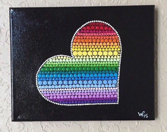 Colorful Heart dot Original painting canvas by FloridaFunshine