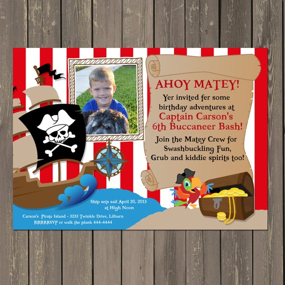 Pirate Party Invitation, Pirate Birthday Invitation, Boys Pirate Party Birthday Invitation, Treasure Map Invite, Printable or Printed Il_570xn