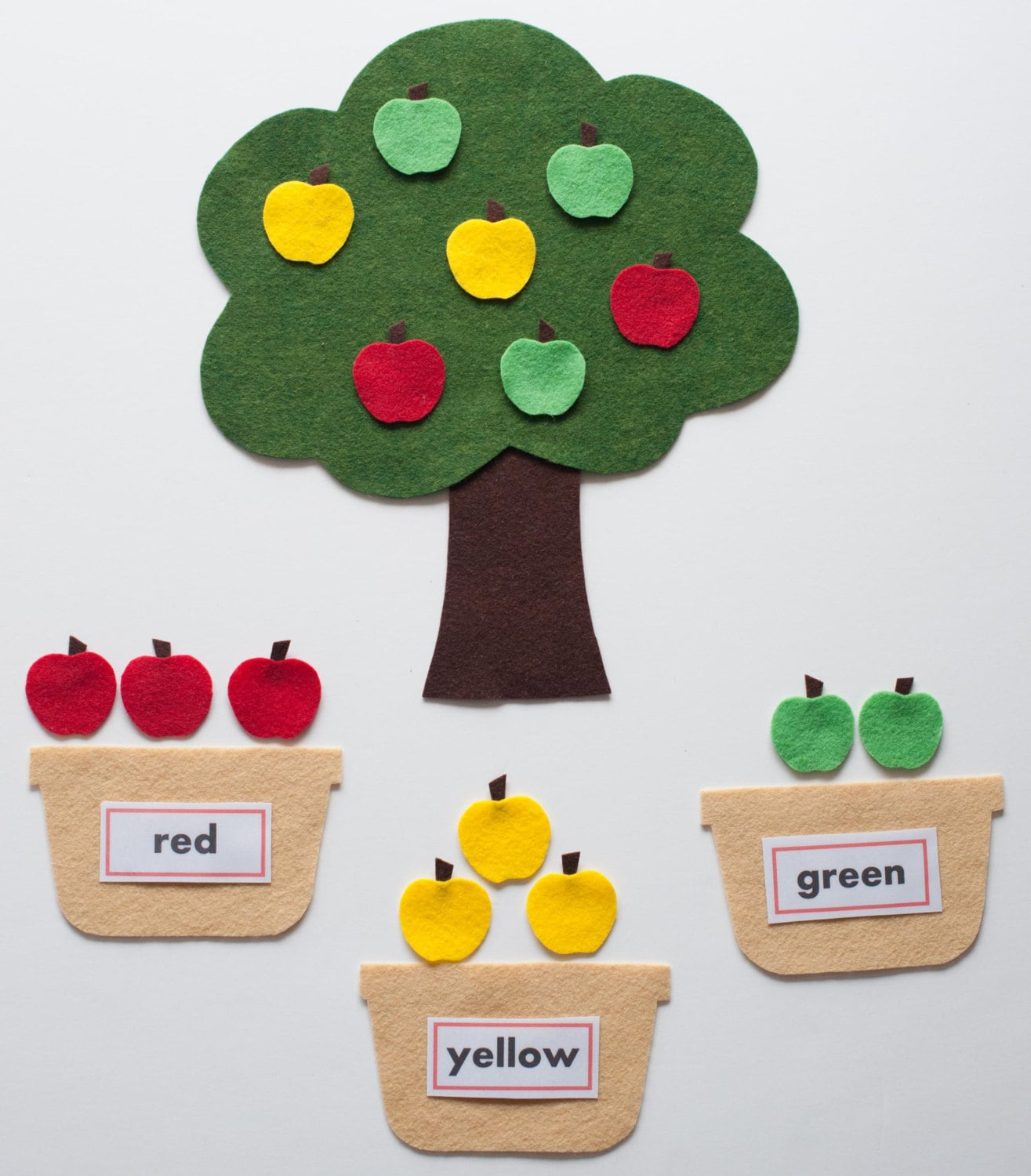 Apple Colour Sorting FELT BOARD GAME Colors Apples Tree