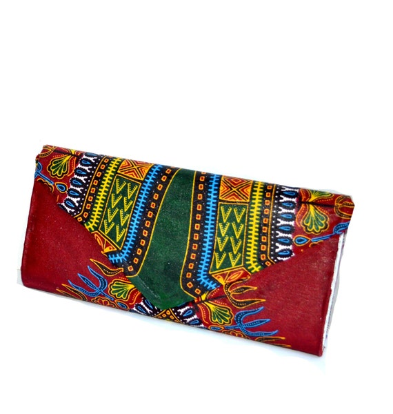 Dashiki  Print  Wedding Clutch - Green And Pink Wedding Handbag - Bespoke Handbag Clutch. African Ankara Formal Clutch