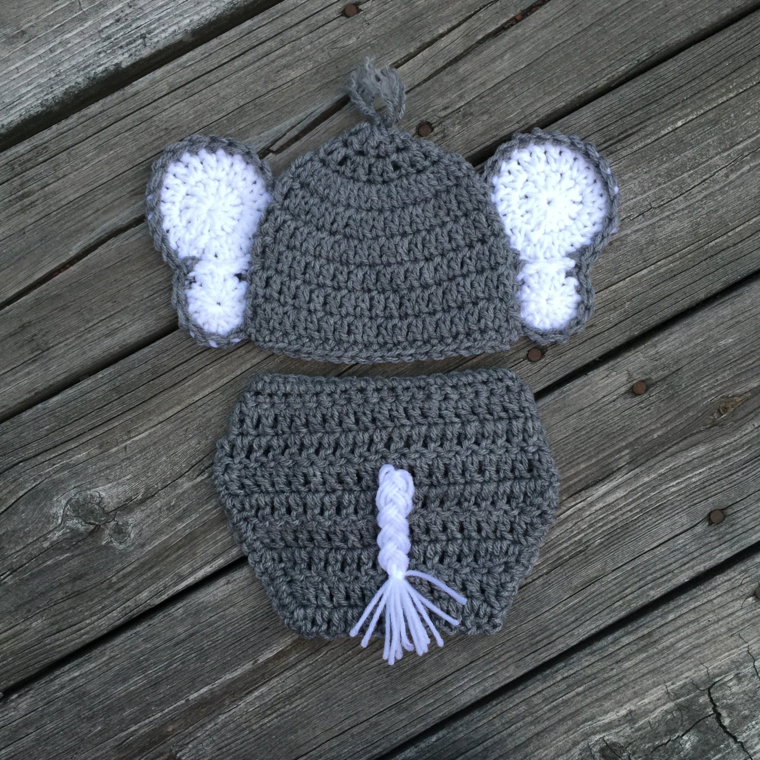 Baby Elephant Outfit Hat Diaper Cover Crochet Newborn Elephant