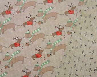 Sausage dog double sided Christmas wrapping paper dachshund design
