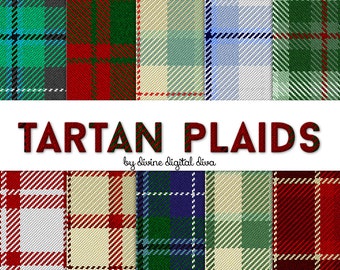 Tartan Plaid Fabric Like Papers & Seamless Tiles | Digital Scrap Paper Pack | Instant Download