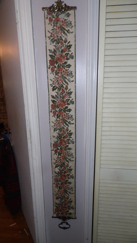 Vintage Tapestry Wall Hanging Bell Pull Velvet Floral Fancy