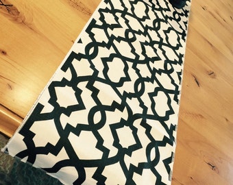 Black and White Modern Table Runner 13"x72"