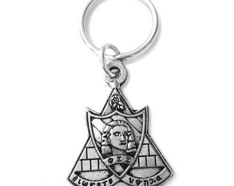 Phi Sigma Sigma Metal Crest Keychain - Hand Poured