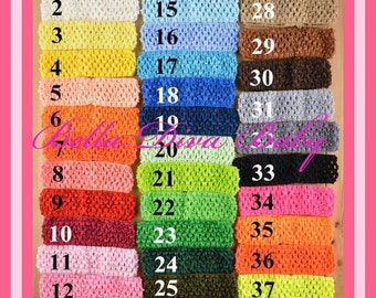 SUPER SALE Crochet Headbands 1.5" - 38 NEW Colors to make flower or feathers headbands, tutu skirts -baby- girls, toddler-adults