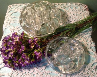 Set of Two Vintage Glass Flower Frogs