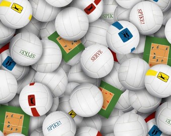 Volleyball fabric Etsy Volleyball fabric summer volleyballs on medium gray by