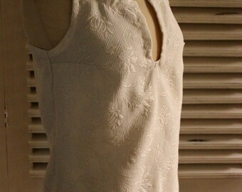 White Vintage Damask Top, Handmade women's Blouse, Damask Summer Top