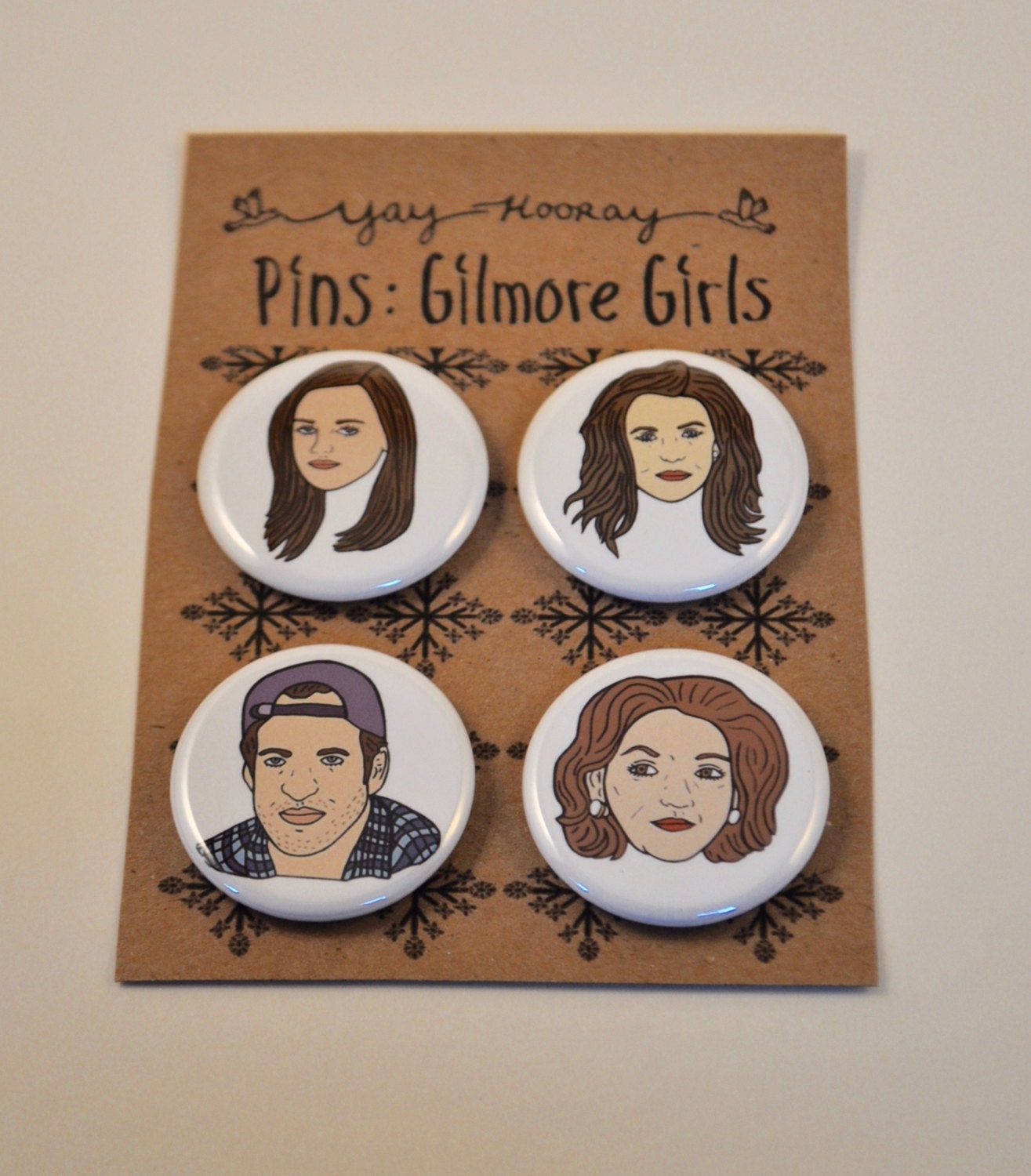 Gilmore Girls Cast Pin Button Badges Magnets Hand Drawn