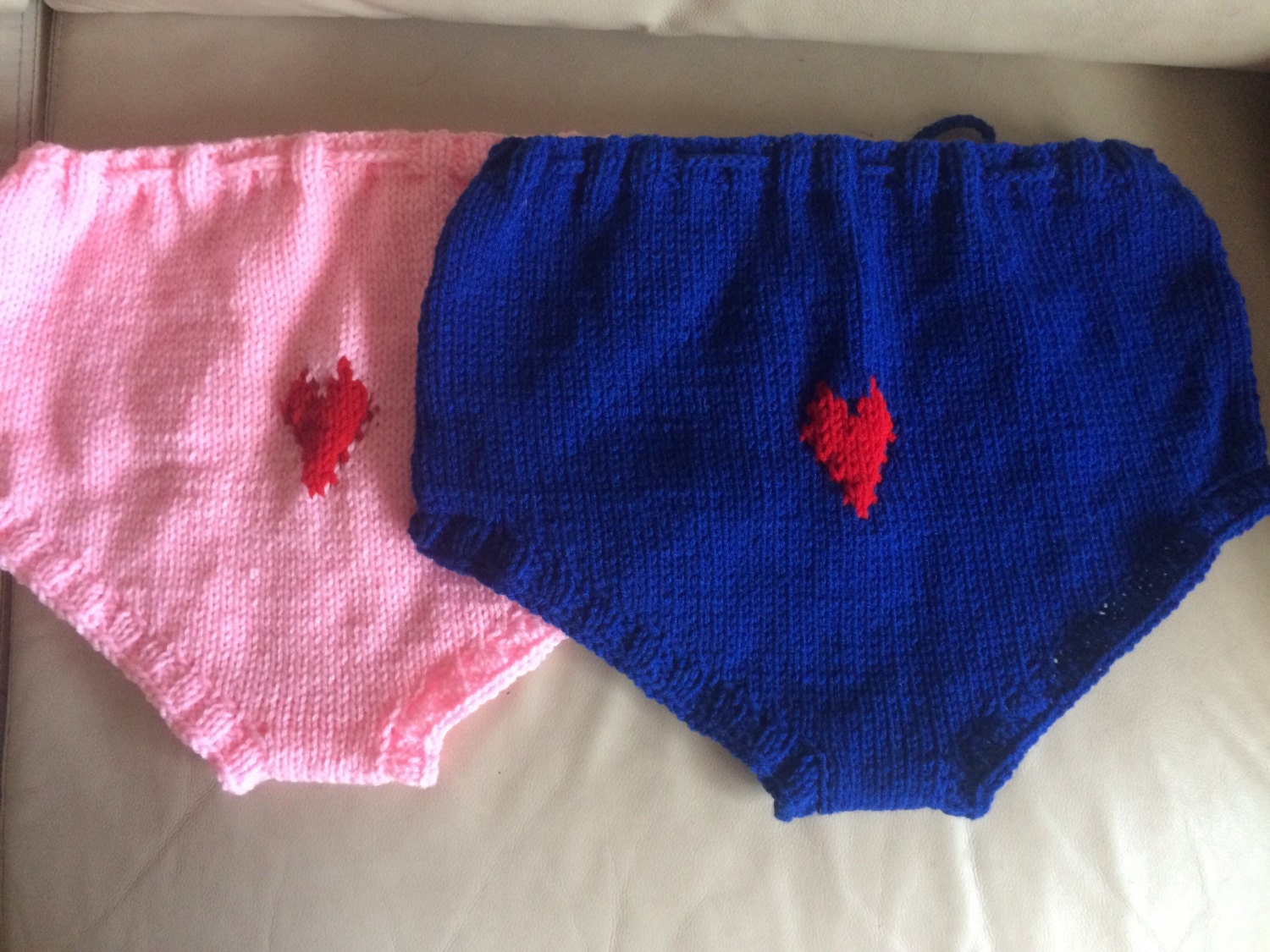 Blue and pink hand knitted underwear high waisted by KnitSew4U