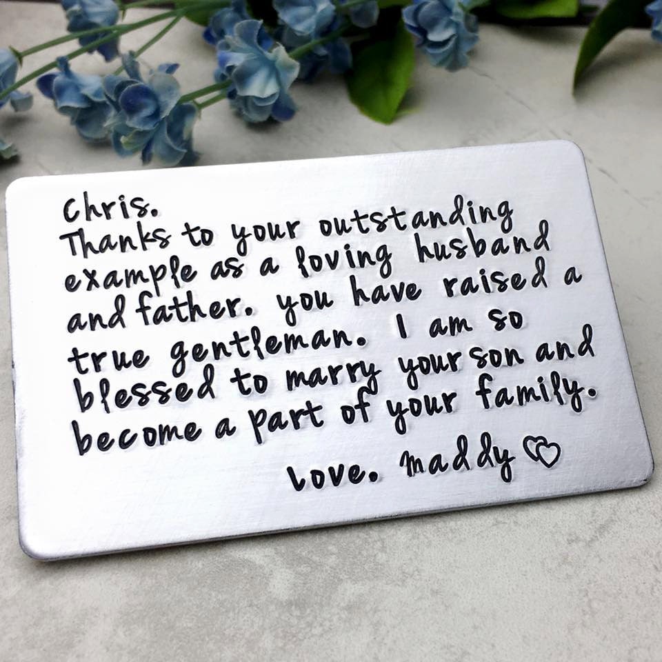 Custom Wallet Card, Personalized Gift for Him, Hand Stamped Wallet Card, Gift for Dad, Gift for Grandpa, To Dad from Child, Message Gift