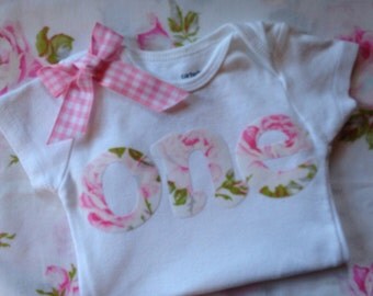 One Year Old Girl Outfit | Shabby Chic 1st Birthday Girl | First Birthday Girl Outfit | Cake Smash 'one' Shirt | Vintage Tea Party Birthday