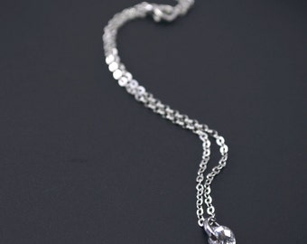 Pendant Necklace 9mm silver plated rhinestone