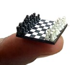 Miniature Chess Set, handcraft chess board, only 17 x 17 millimeter, chess lovers Miniature Chess Set, handcraft chess board, only 17 x 17 millimeter, chess lovers