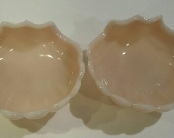 Shell pink milk glass dishes