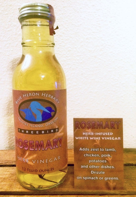 Rosemary Herb Infused White Wine Vinegar by BlueHeronHerbary
