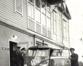 VW Van, Finland, 1960's, Police Station, Picture Photo Print