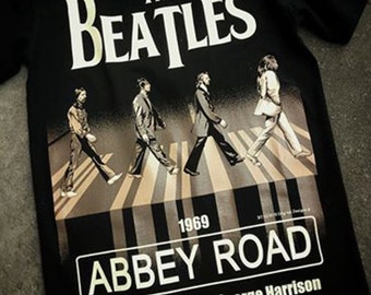 The Beatles Abbey Road John Lennon Paul McCartney George Harrison Ringo Starr 62 Black Timber Black T-shirt Sz. S,M,L,XL,XXL