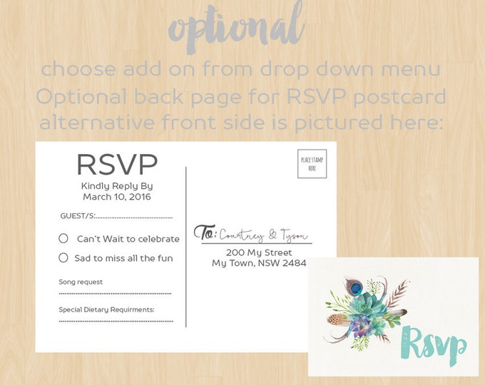 Bohemian Wedding Invitaion - PRINTABLE Invitation // Floral Bouquet // RSVP // Information Card // Full suite or separate purchase