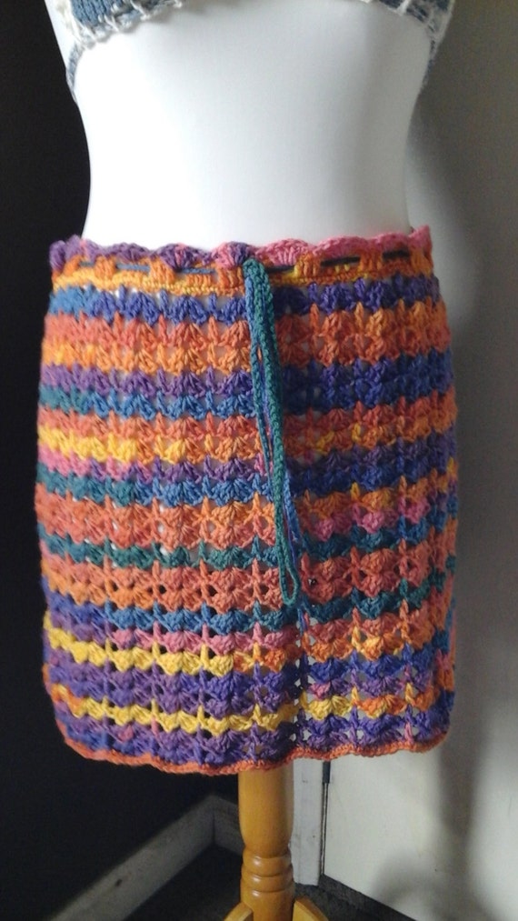 Crocheted skirt coverall beach cover up festival wear boho