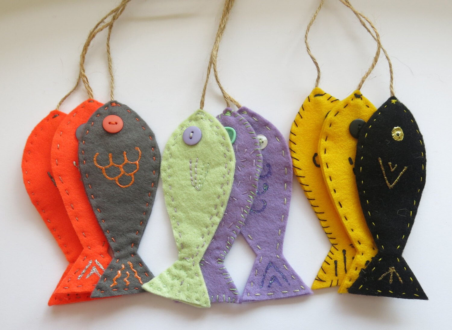 Felt fish garland vertical garland home decor vertical