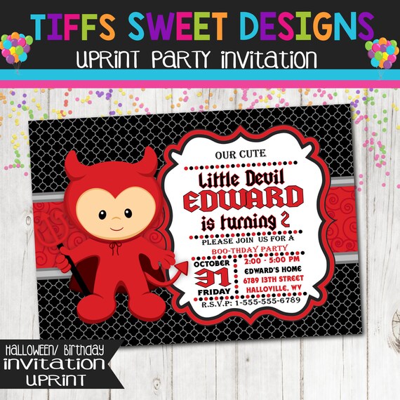Little Devil Halloween Birthday Party Invitation Fall