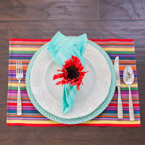 Handwoven Placemats set 4 Multi Color 'Fiesta'