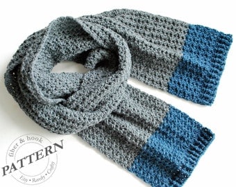 CROCHET PATTERN - Isle of Man Scarf, Crochet Scarf Pattern, Easy Crochet Scarf, Unisex Color Block Scarf (Toddler, Youth, Adult) pdf #045S