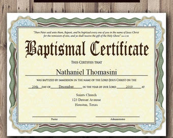 Baptism certificate | Etsy