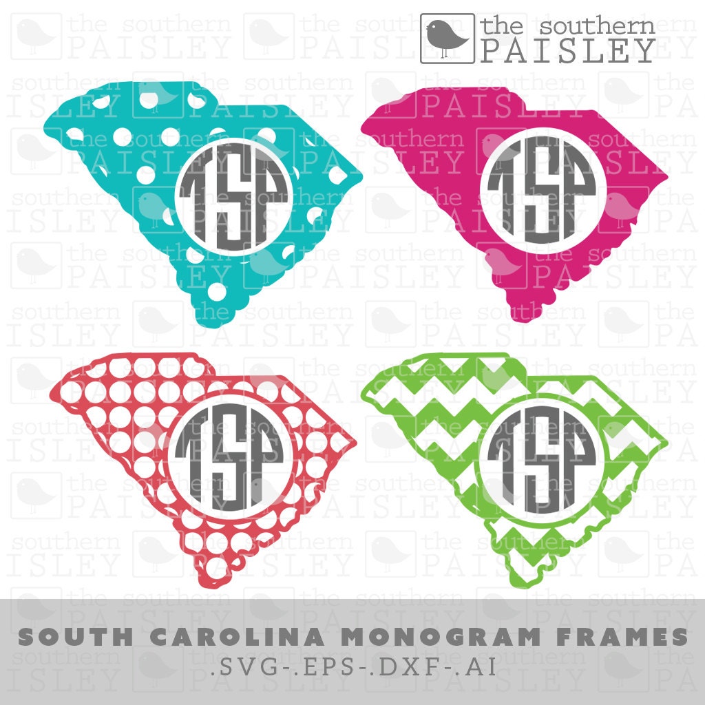 South Carolina Monogram Frames .svg/.eps/.dxf/.ai for