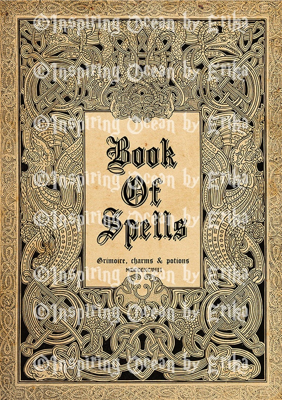 Book of spells Grimoire digital book cover download