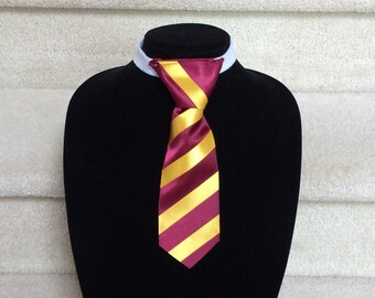 Harry Potter Costume Tie for Toddlers: Toddler WIDE Striped NO Collar Tie for Gryffindor, Hufflepuff, Ravenclaw, Slytherin; Photo Prop Tie