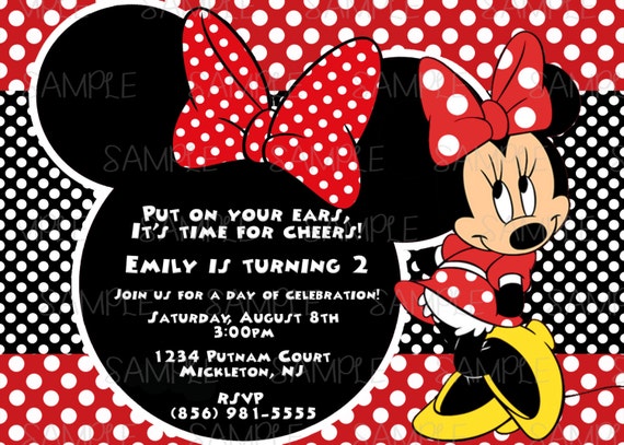 Printable Minnie Mouse Invitation plus FREE blank matching printable thank you card Il_570xn