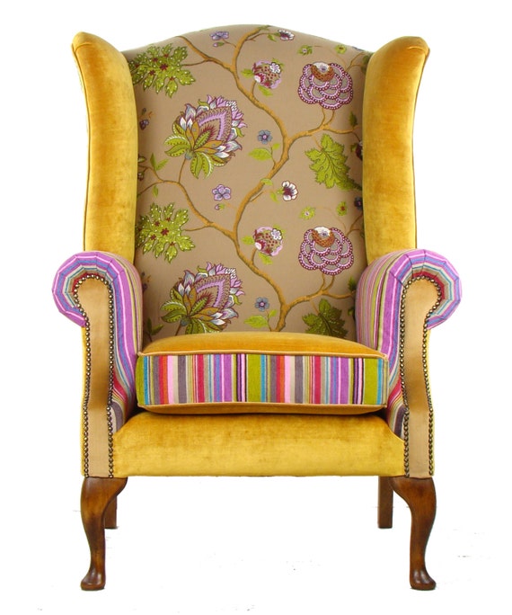 Bespoke Wing Back Armchair by JustinaDesign on Etsy