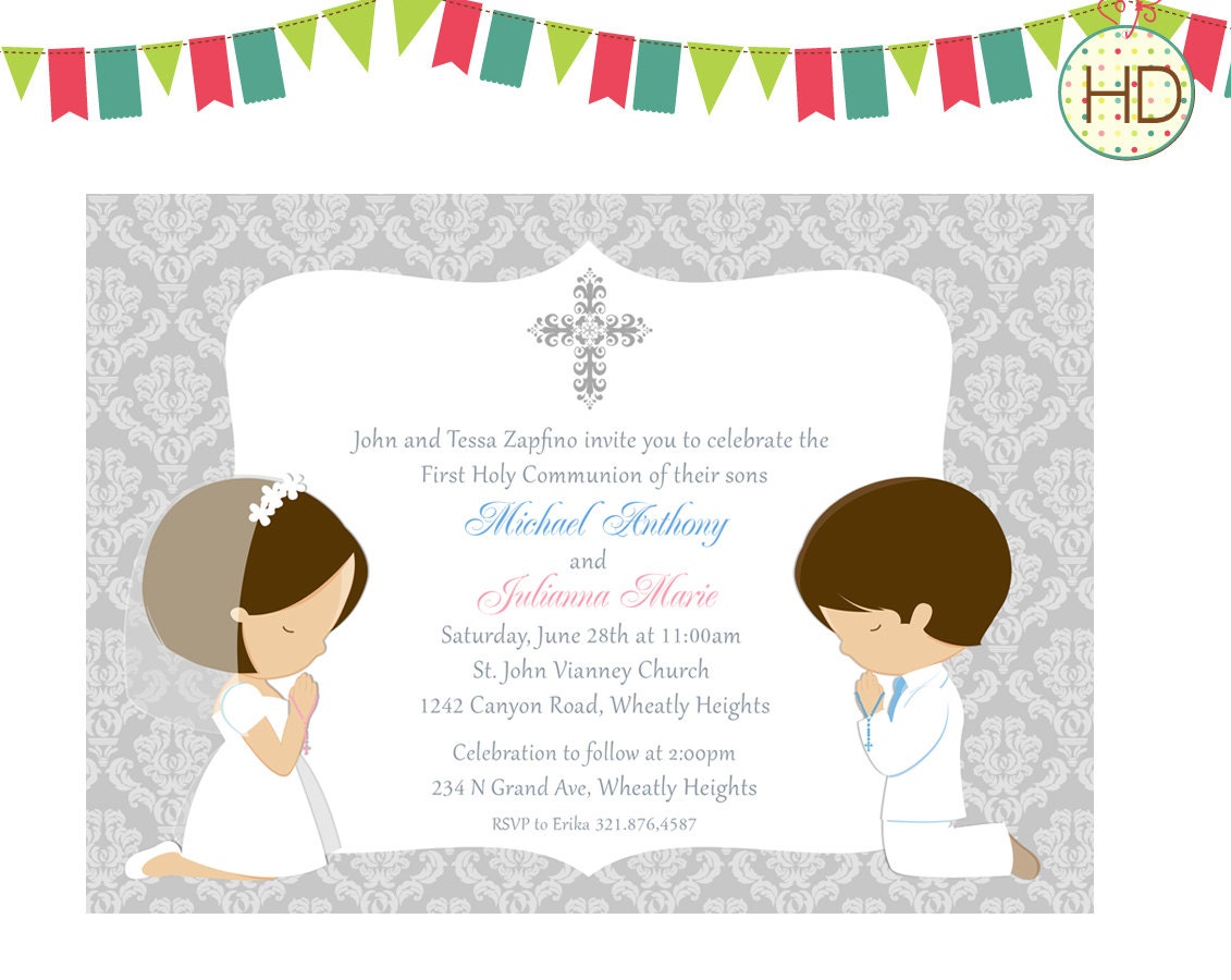 First Communion Invitations For Twins 4