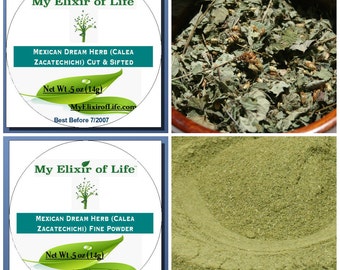 Dream Herb Sampler-Cut & Sifted and Fine Powdered (Calea Zacatechichi) 1/2 oz Tins