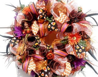 Halloween Wreaths for Front Door, Witch Wreath, Halloween Wreaths, Halloween Door Wreaths, Halloween Door Decoration