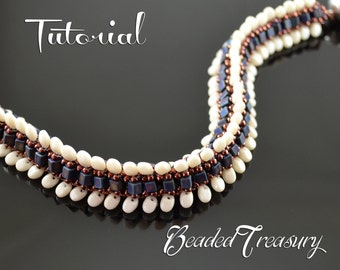 Beading tutorial, bead pattern, beaded bracelet pattern with SuperUno / Solo, cube and seed beads. "Dragon Crest" / BEADING TUTORIAL ONLY
